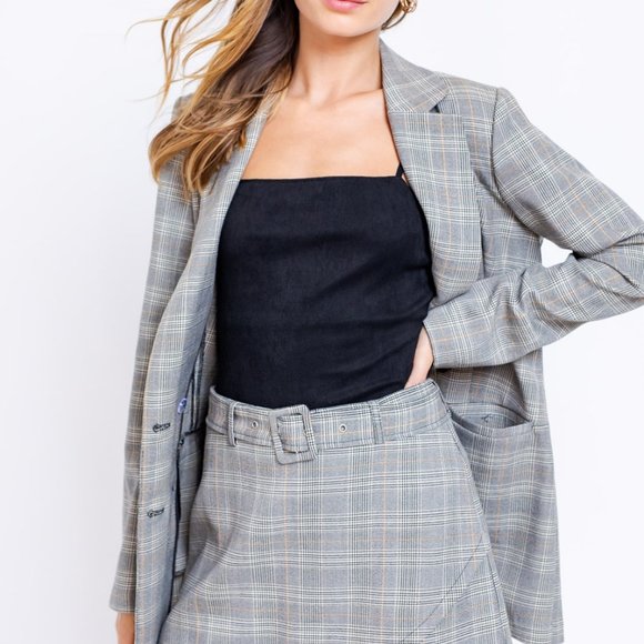New Gray Plaid Women's Blazer - Picture 4 of 12